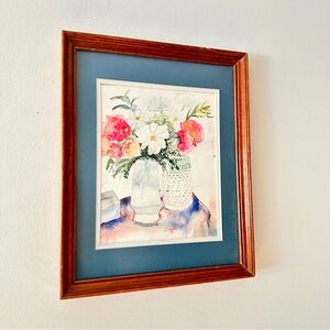 Vintage Floral Watercolor Framed Art